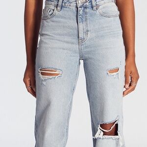 PACSUN ripped straight leg blue jeans!!